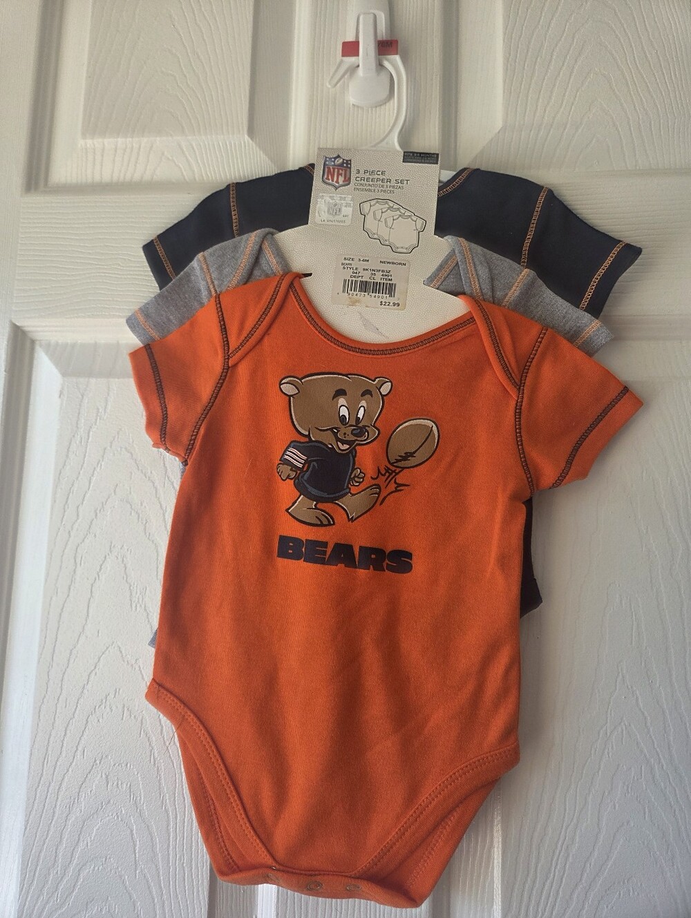 Chicago Bears Bodysuit 3pc Set 0-3M, 3-6M NFL Football Short Sleeves NWT